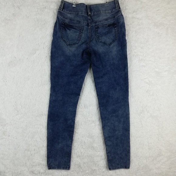 Lovesick Womens Jeans Super Skinny Blue Denim Acid Wash Mid Rise Juniors 7 - Picture 2 of 15